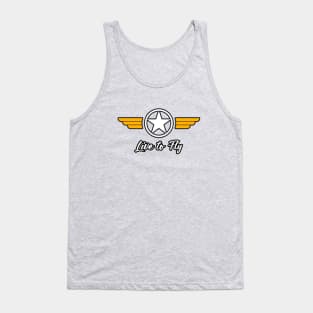 Live to fly military symbol with golden wings Tank Top